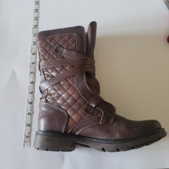 Steve Madden Banddit Sz 7 Leather Brown Moto Buckle Boots quilted Women - Picture 8 of 16